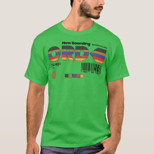 Vintage Chicago ORD Airport Label Retro Travel Ill T-Shirt