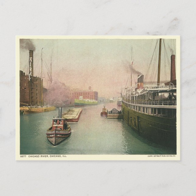 Vintage Chicago River Postcard (Front)