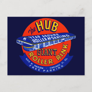 Vintage Chicago Roller Rink Postcard