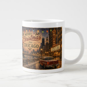 Vintage Chicago Route 66 Christmas City Lights Large Coffee Mug