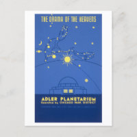 Vintage Chicago Travel Poster: Adler Planetarium