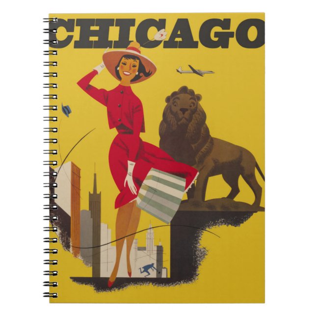 Vintage Chicago USA Air Travel Advertisement Notebook (Front)