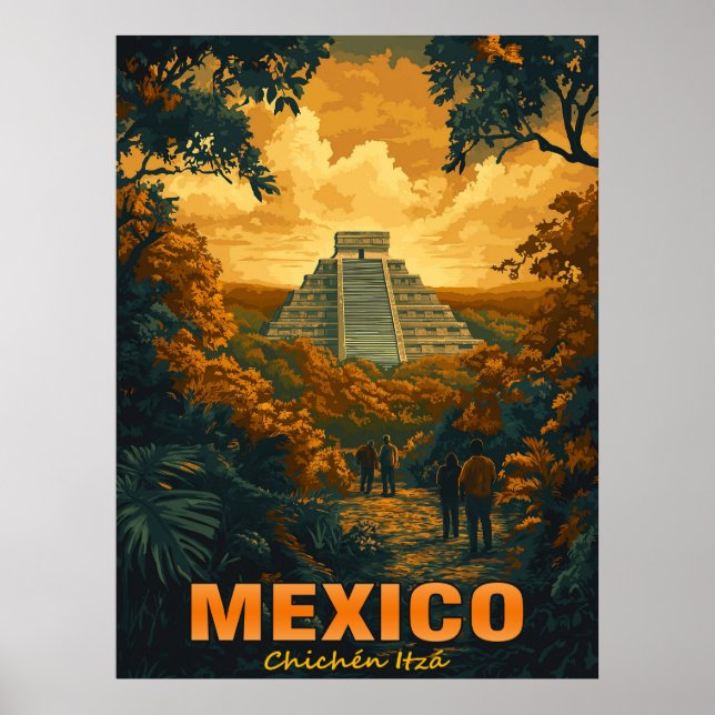 Vintage Chichen Itza, Mexico  Poster (Front)