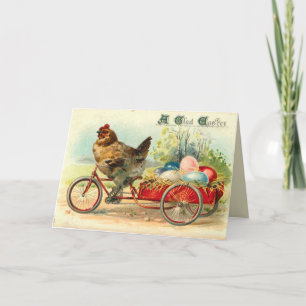 Vintage chick on bicycle Easter Holiday Card