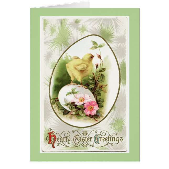 Vintage Chick On Egg Easter Card (Front)