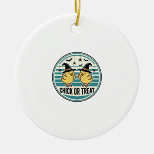 Vintage Chick Or Treat Halloween Chicks Design_1 Ceramic Tree Decoration