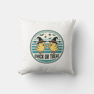 Vintage Chick Or Treat Halloween Chicks Design_1 Cushion