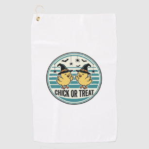 Vintage Chick Or Treat Halloween Chicks Design_1 Golf Towel