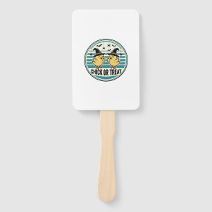 Vintage Chick Or Treat Halloween Chicks Design_1 Hand Fan