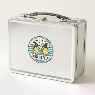 Vintage Chick Or Treat Halloween Chicks Design_1 Metal Lunch Box