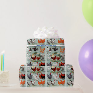 Vintage Chicken Breeds Pattern  Wrapping Paper