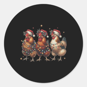 Vintage Chicken Christmas Lights Farm Animal Cute Classic Round Sticker