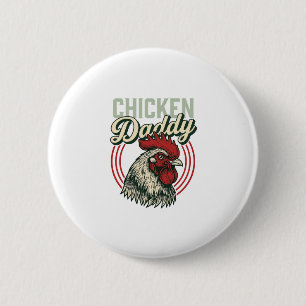 Vintage Chicken Daddy Rooster Shirt Design_1 6 Cm Round Badge