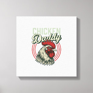 Vintage Chicken Daddy Rooster Shirt Design_1 Canvas Print