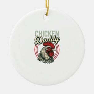 Vintage Chicken Daddy Rooster Shirt Design_1 Ceramic Tree Decoration