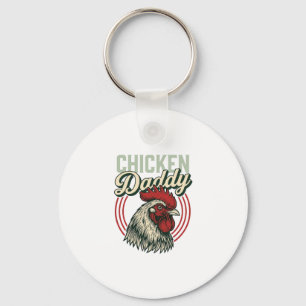 Vintage Chicken Daddy Rooster Shirt Design_1 Key Ring