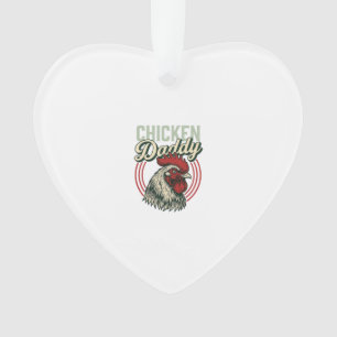 Vintage Chicken Daddy Rooster Shirt Design_1 Ornament