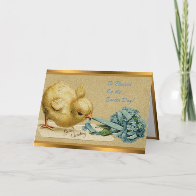 Vintage Chicken Easter Holiday Folded Cards (Front)