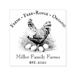 Vintage Chicken Egg Carton Label Self-inking Stamp