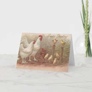 Vintage Chicken Family Easter Holiday Card