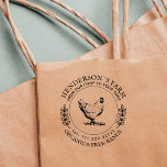 Vintage Chicken Family Farm Egg Carton Rubber Stamp<br><div class="desc">This vintage family farm/ chicken farm return address stamp is perfect for stamping your farm fresh product packaging like labels, egg cartons, and bags! It features a rustic illustration of a hen in the centre of a round frame. On the top, there is your family farm name in a large...</div>