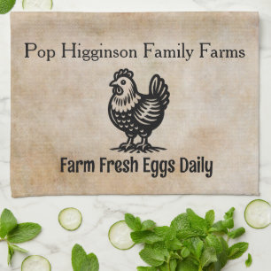 Vintage Chicken Farm Tea Towel