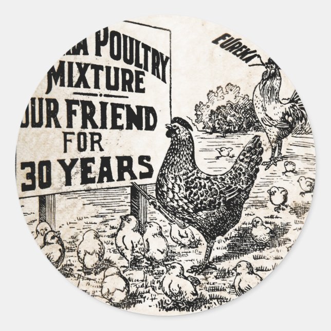 Vintage Chicken Feed Advertisement Classic Round Sticker (Front)