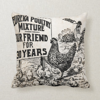 Vintage Chicken Feed Advertisement Pillow