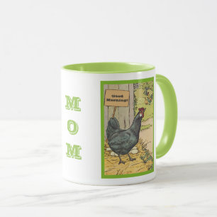 Vintage Chicken Hen with Eggs Good Morning Mum Mug