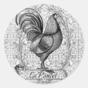 Vintage Chicken Illustration Classic Round Sticker