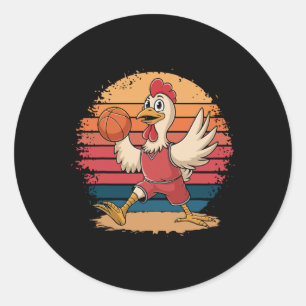 Vintage Chicken Playing Sketll Chicken Lovers Sket Classic Round Sticker