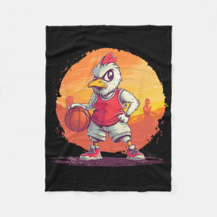 Vintage Chicken Playing Sketll Chicken Lovers Sket Fleece Blanket