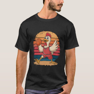 Vintage Chicken Playing Sketll Chicken Lovers Sket T-Shirt