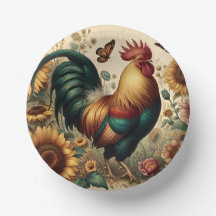 Vintage Chicken Rooster Aesthetic and Wildflower