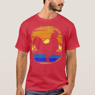 Vintage chicken Rooster Retro Sunset FarmingFarmer T-Shirt