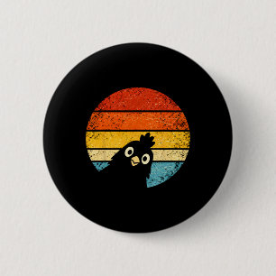Vintage Chicken Silhouette Retro Sunset Farm Poult 6 Cm Round Badge