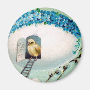 Vintage Chicks Easter Greeting Magnet