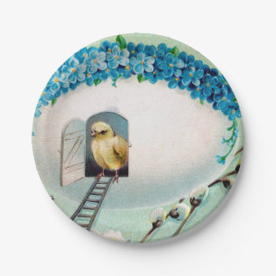 Vintage Chicks Easter Greeting Paper Plate