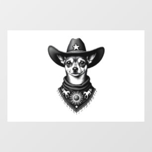Vintage Chihuahua Cowboy Engraving Style Western D