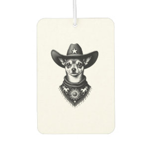 Vintage Chihuahua Cowboy Engraving Style Western D Car Air Freshener