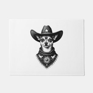 Vintage Chihuahua Cowboy Engraving Style Western D Doormat