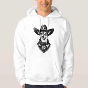 Vintage Chihuahua Cowboy Engraving Style Western D Hoodie
