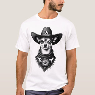 Vintage Chihuahua Cowboy Engraving Style Western D T-Shirt