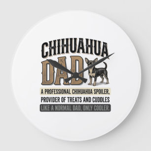 Vintage Chihuahua Dad Dog Lover Shirt Design_1 Large Clock