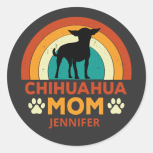 Vintage Chihuahua Dog Mum Sunset Classic Round Sticker