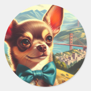 Vintage Chihuahua Painting Classic Round Sticker