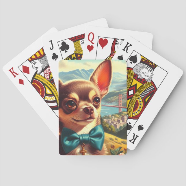 Vintage Chihuahua Painting Playing Cards (Back)