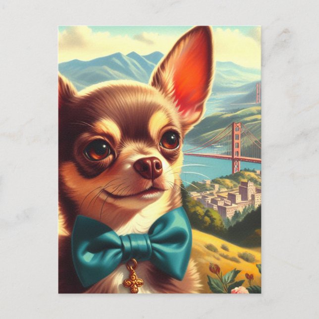 Vintage Chihuahua Painting Postcard (Front)