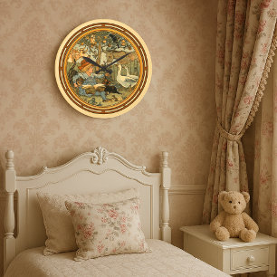 Vintage Child And Animals by Walter Crane Large Clock