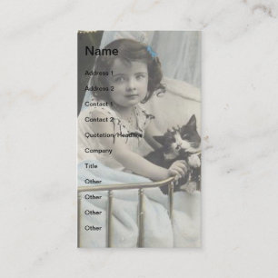 Vintage Child and Cat Business Card